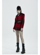 Metal Eyelets Leather Strap Decoration Red Leopard Print Punk Short Hoodie Cashmere Coat