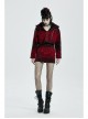 Metal Eyelets Leather Strap Decoration Red Leopard Print Punk Short Hoodie Cashmere Coat