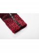 Metal Eyelets Leather Strap Decoration Red Leopard Print Punk Short Hoodie Cashmere Coat