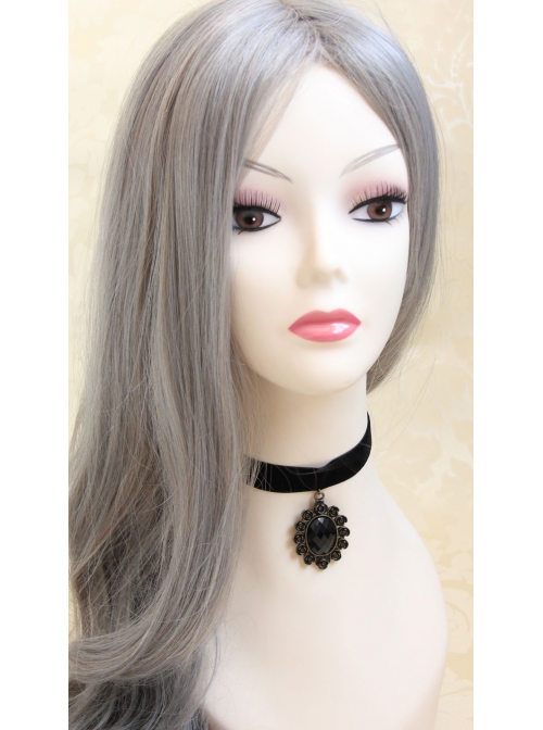 Retro Fashion Simple Gothic Black Velvet Gemstone Female Choker