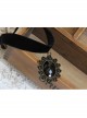 Retro Fashion Simple Gothic Black Velvet Gemstone Female Choker