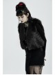 Side Bandage Sleeveless Black Punk Artificial Fox Fur Coat