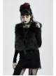 Side Bandage Sleeveless Black Punk Artificial Fox Fur Coat