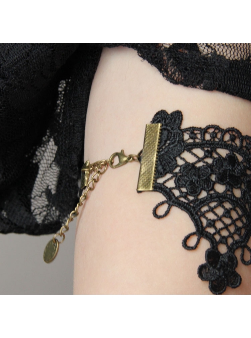 Gothic Black Lace Ruby Palace Wedding Gown Bride Armband