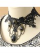 Gothic Fashion Handmade Retro Black Lace Flowers Gems All-Match Necklace