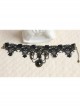 Gothic Fashion Handmade Retro Black Lace Flowers Gems All-Match Necklace