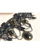 Gothic Fashion Handmade Retro Black Lace Flowers Gems All-Match Necklace