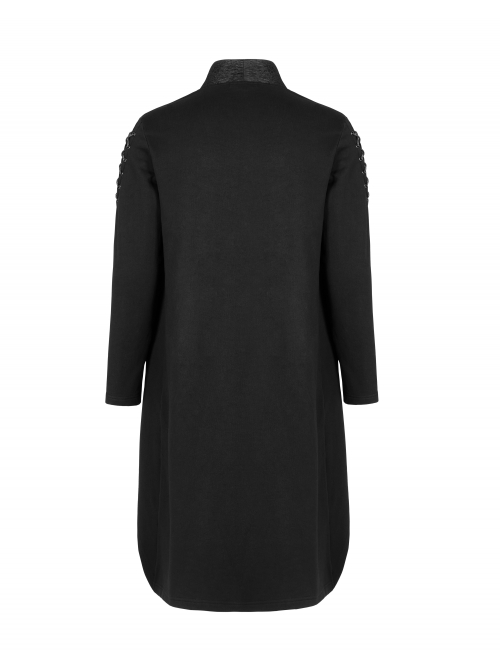Black Gothic Drawstring Long Sleeve Knit Cardigan