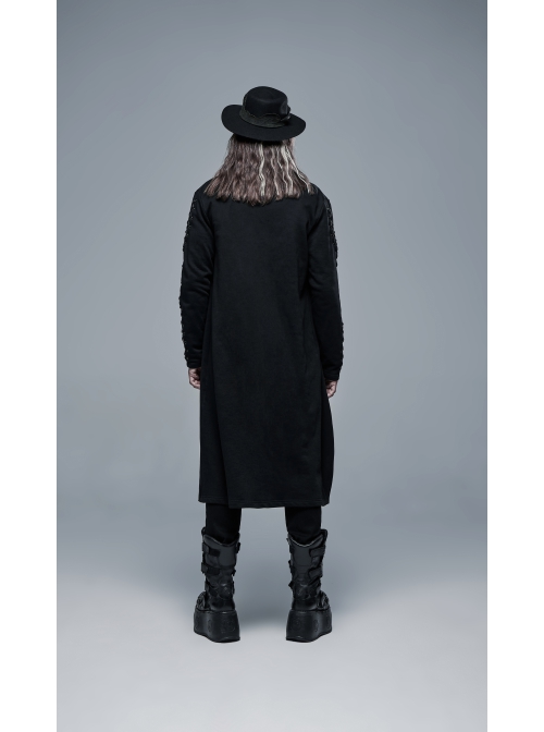 Black Gothic Drawstring Long Sleeve Knit Cardigan