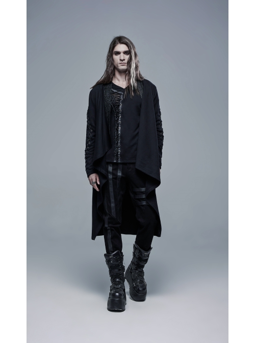Black Gothic Drawstring Long Sleeve Knit Cardigan