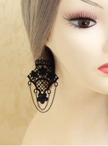 Gothic Retro Black Fashion Tassel Exaggerated Pop Lace Female Long Earrings