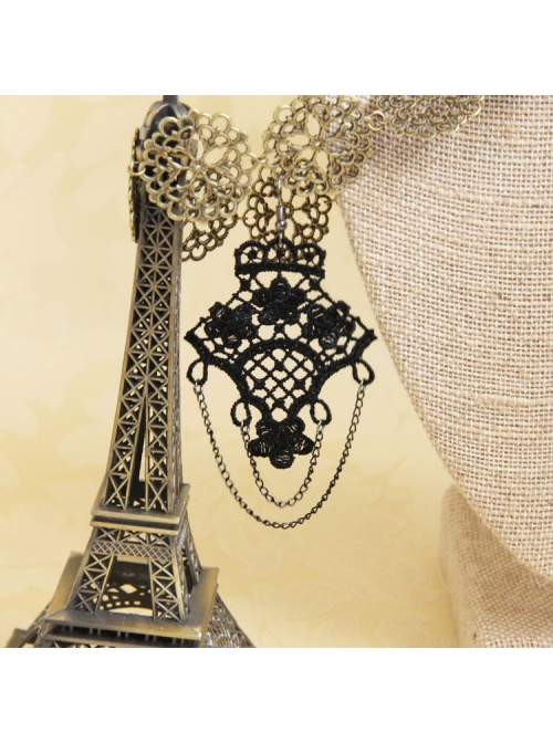 Gothic Retro Black Fashion Tassel Exaggerated Pop Lace Female Long Earrings