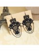 Gothic Retro Black Fashion Tassel Exaggerated Pop Lace Female Long Earrings