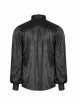 High Collar Front Chest Flounce Retro Metal Button Lantern Sleeve Black Gothic Jacquard Shirt