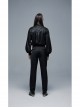 High Collar Front Chest Flounce Retro Metal Button Lantern Sleeve Black Gothic Jacquard Shirt