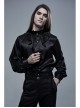 High Collar Front Chest Flounce Retro Metal Button Lantern Sleeve Black Gothic Jacquard Shirt