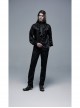 High Collar Front Chest Flounce Retro Metal Button Lantern Sleeve Black Gothic Jacquard Shirt