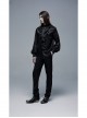 High Collar Front Chest Flounce Retro Metal Button Lantern Sleeve Black Gothic Jacquard Shirt