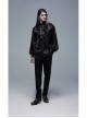 High Collar Front Chest Flounce Retro Metal Button Lantern Sleeve Black Gothic Jacquard Shirt