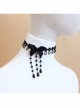 Baroque Retro Lolita Bow Black Lace Tassel Pearl Fashion Choker