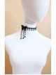 Baroque Retro Lolita Bow Black Lace Tassel Pearl Fashion Choker