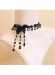 Baroque Retro Lolita Bow Black Lace Tassel Pearl Fashion Choker