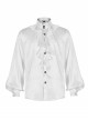 High Collar Front Chest Flounce Retro Metal Button Lantern Sleeve White Gothic Jacquard Shirt
