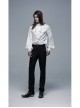 High Collar Front Chest Flounce Retro Metal Button Lantern Sleeve White Gothic Jacquard Shirt