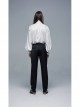 High Collar Front Chest Flounce Retro Metal Button Lantern Sleeve White Gothic Jacquard Shirt