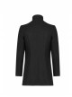 Stand-Up Collar Front Metal Button Waist Button Loop Decoration Black Punk Woolen Jacket