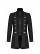 Stand-Up Collar Front Metal Button Waist Button Loop Decoration Black Punk Woolen Jacket