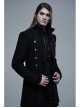 Stand-Up Collar Front Metal Button Waist Button Loop Decoration Black Punk Woolen Jacket