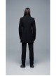 Stand-Up Collar Front Metal Button Waist Button Loop Decoration Black Punk Woolen Jacket