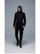 Stand-Up Collar Front Metal Button Waist Button Loop Decoration Black Punk Woolen Jacket