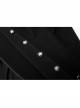 Stand-Up Collar Front Metal Button Waist Button Loop Decoration Black Punk Woolen Jacket