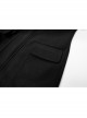 Stand-Up Collar Shoulder Leather Strap Decoration Black Punk Woolen Jacket