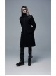 Stand-Up Collar Shoulder Leather Strap Decoration Black Punk Woolen Jacket