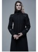 Stand-Up Collar Shoulder Leather Strap Decoration Black Punk Woolen Jacket