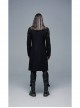 Stand-Up Collar Shoulder Leather Strap Decoration Black Punk Woolen Jacket