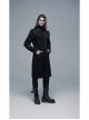Stand-Up Collar Shoulder Leather Strap Decoration Black Punk Woolen Jacket