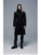 Stand-Up Collar Shoulder Leather Strap Decoration Black Punk Woolen Jacket