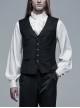 Front Retro Metal Button Embroidery Ribbon Decoration Black Gothic Vest