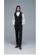 Front Retro Metal Button Embroidery Ribbon Decoration Black Gothic Vest