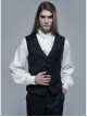 Front Retro Metal Button Embroidery Ribbon Decoration Black Gothic Vest