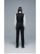 Front Retro Metal Button Embroidery Ribbon Decoration Black Gothic Vest