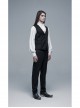 Front Retro Metal Button Embroidery Ribbon Decoration Black Gothic Vest