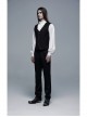 Front Retro Metal Button Embroidery Ribbon Decoration Black Gothic Vest