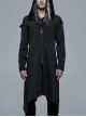 Back Metal Ring Imitation Leather Strap Decoration Black Punk Knit Velvet Jacket