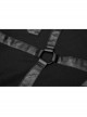 Back Metal Ring Imitation Leather Strap Decoration Black Punk Knit Velvet Jacket