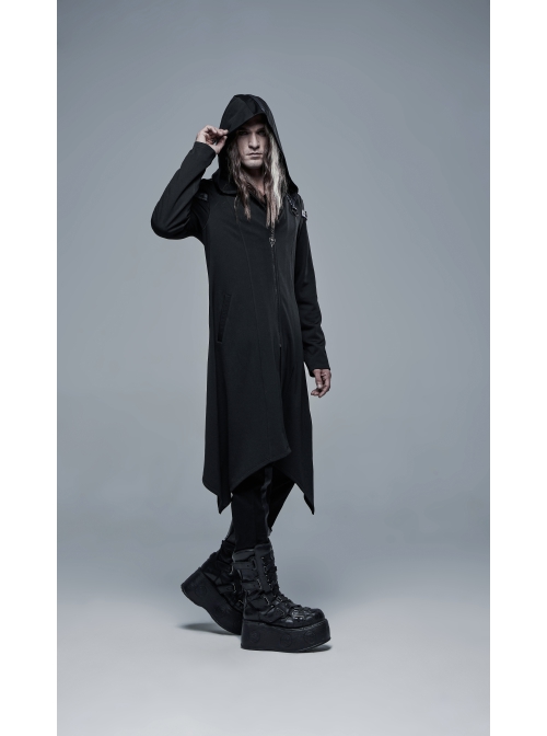 Back Metal Ring Imitation Leather Strap Decoration Black Punk Knit Velvet Jacket